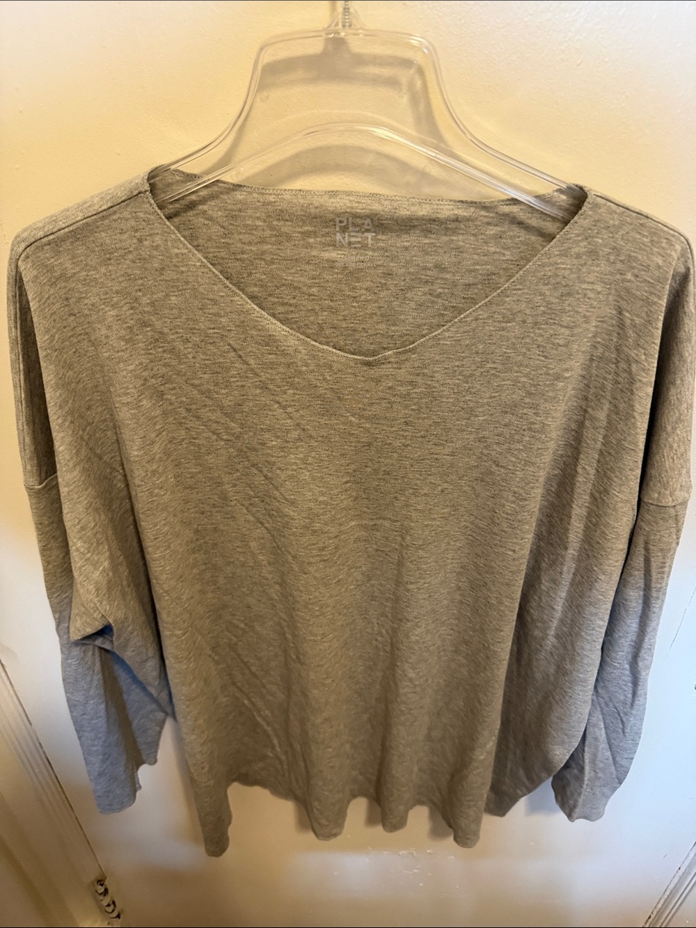 Planet Grey Women's Relaxed V-Neck Sweatshirt in Heather Gray